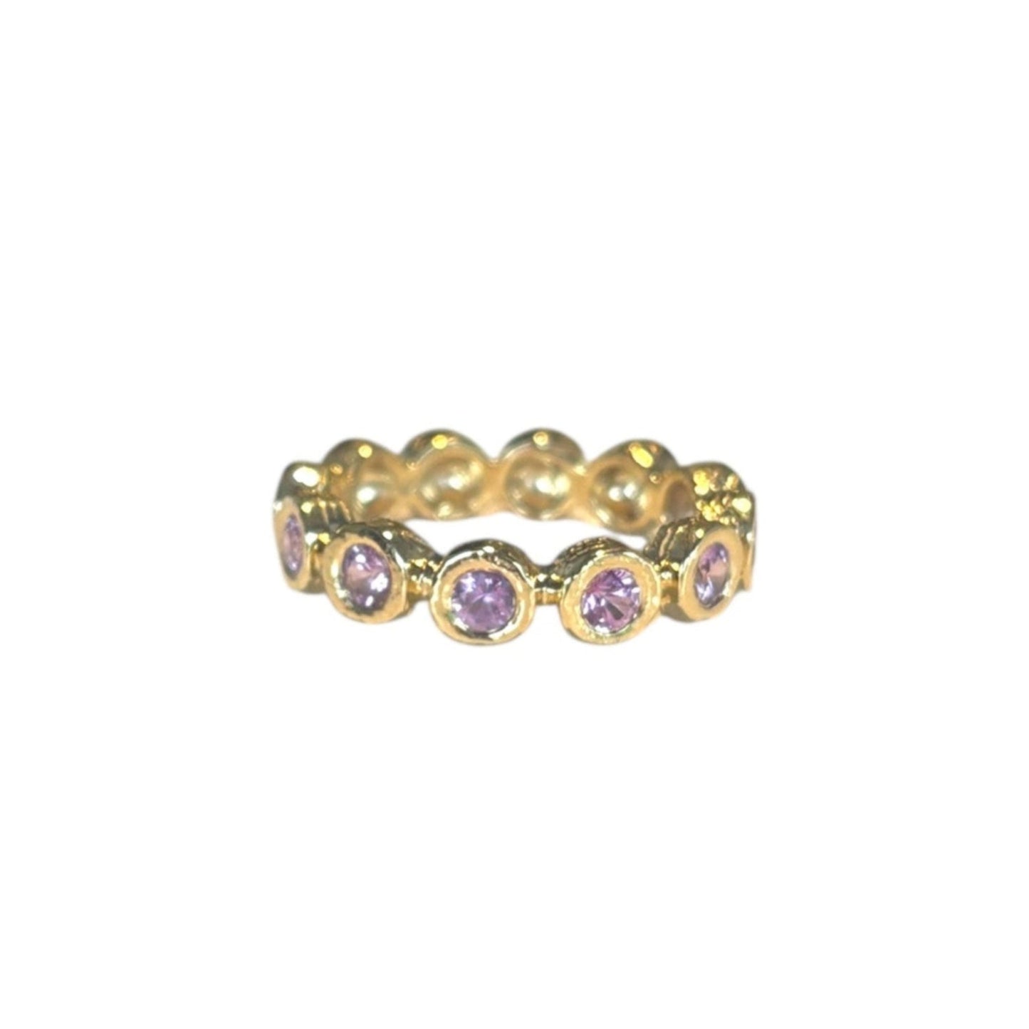 Pink Sapphire Bezel Anniversary Band