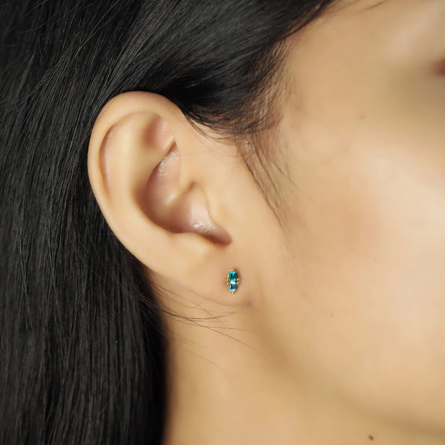 Emerald Green Double CZ Studs
