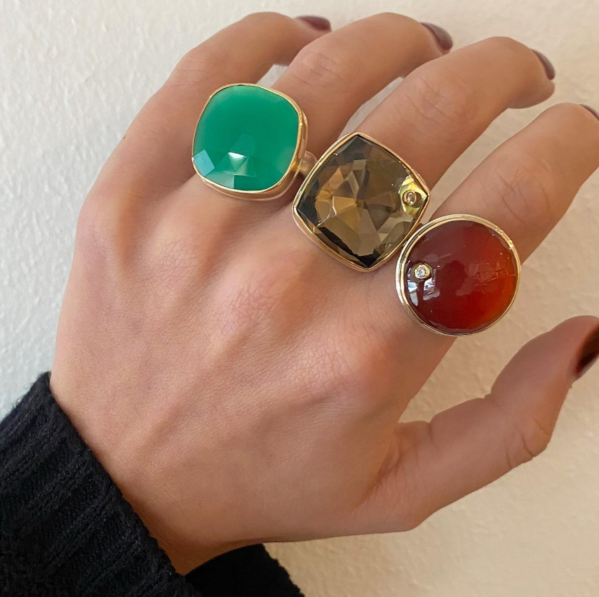 Carnelian with Diamond Accent Ring