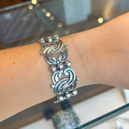 Vintage Mexican Bracelet with Safety Chain