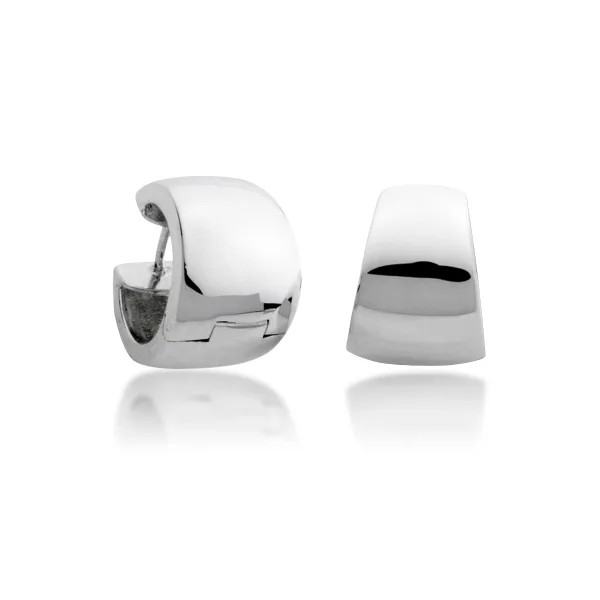 Wide Taper Snap Silver Hoops