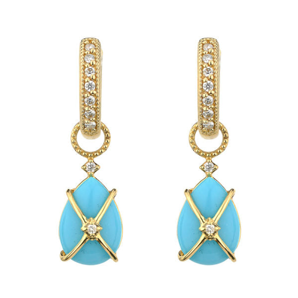 Tiny Criss Cross Wrapped Turquoise Earring Charms