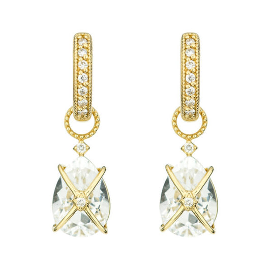 Tiny Criss Cross Wrapped White Topaz Earring Charms