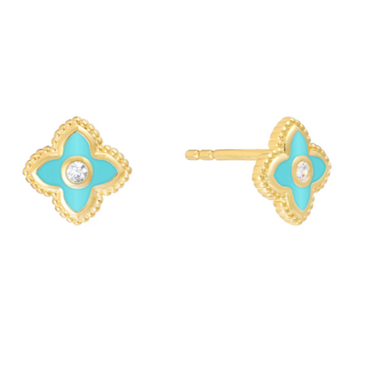 Turquoise Gold Enamel Studs
