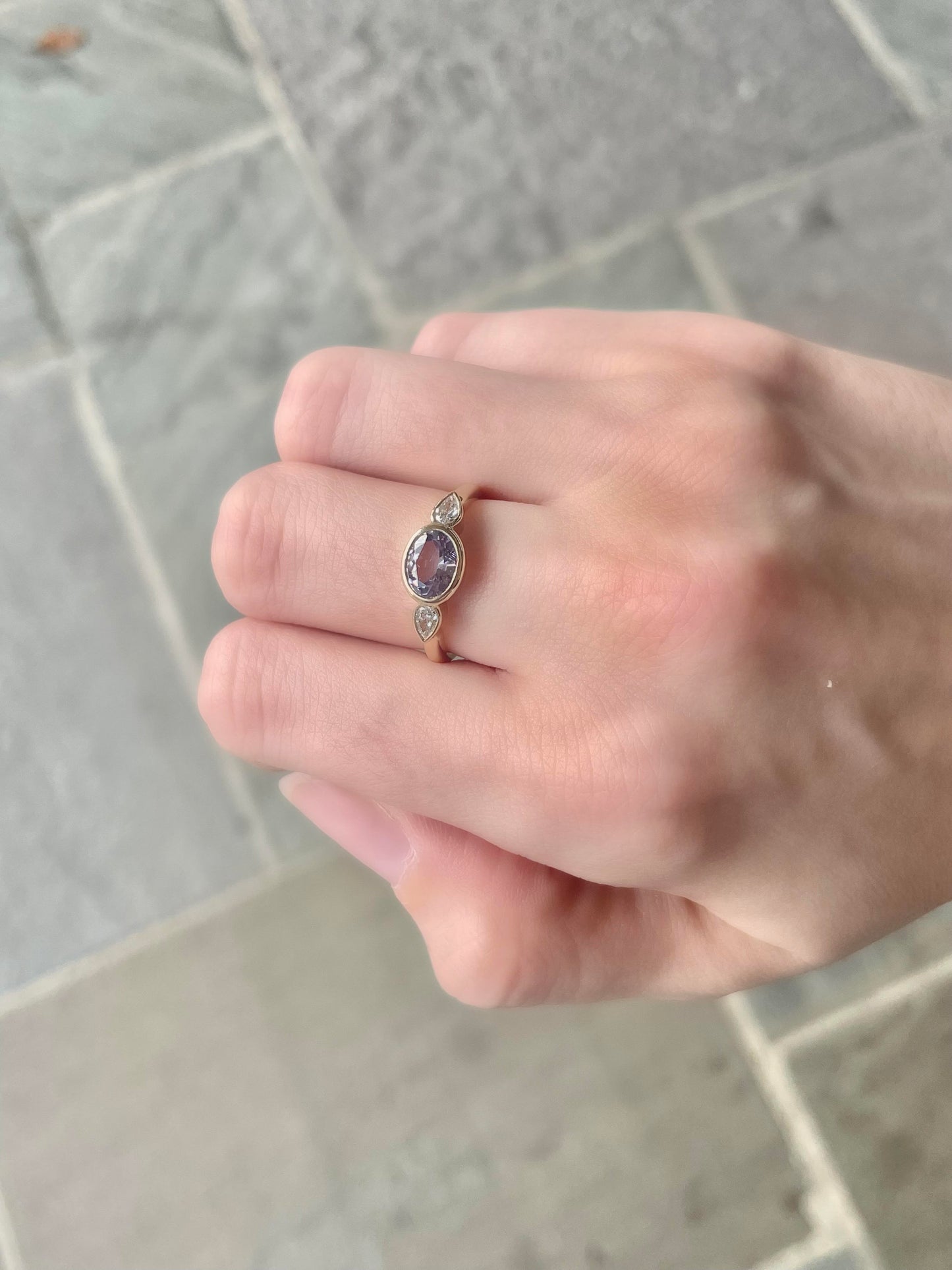 Lavender Spinel and Lab Grown Diamond Ring