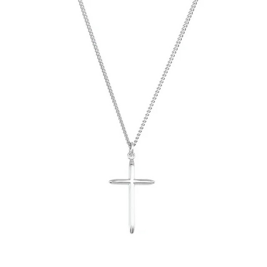 Silver Cross & Curb Chain Necklace