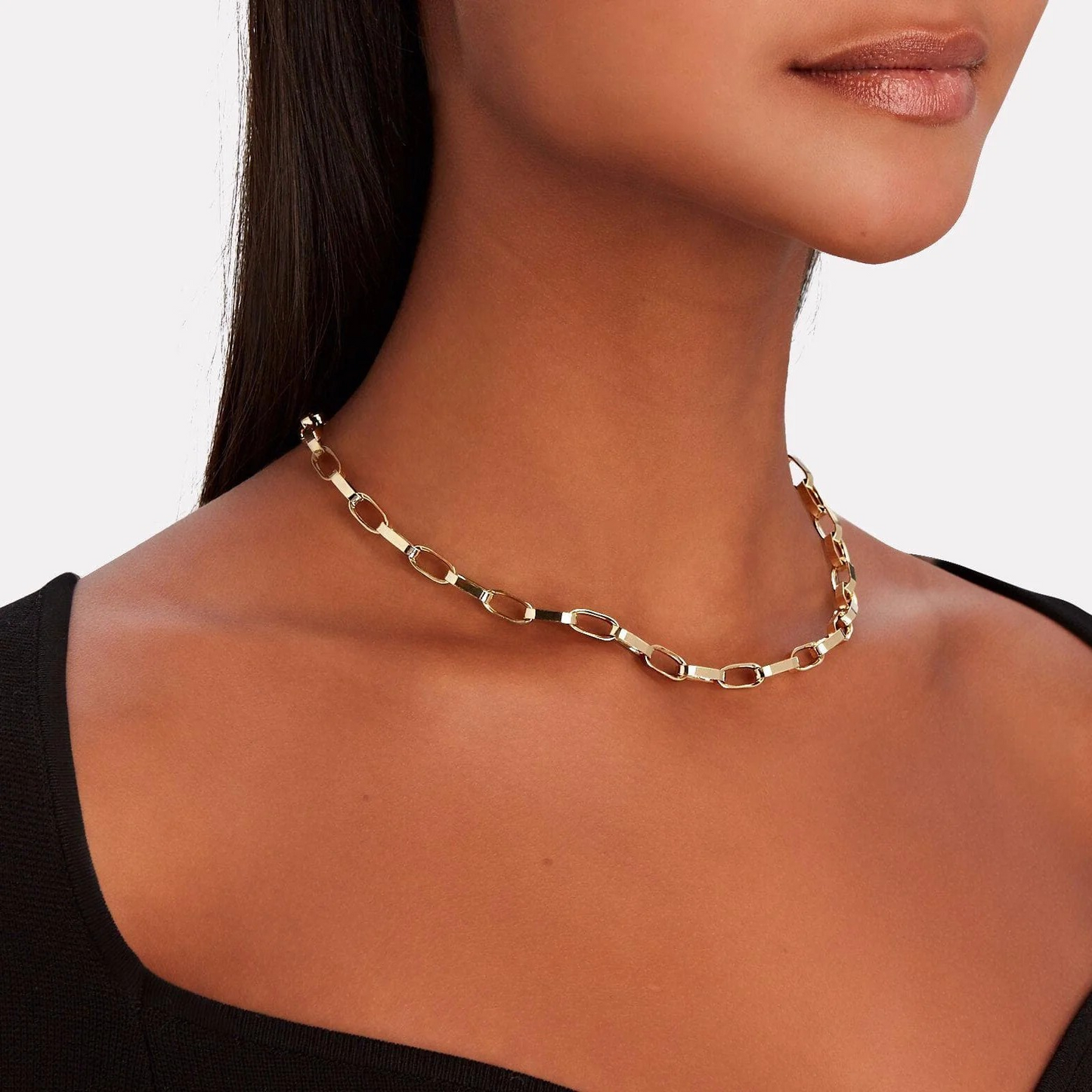 Heavy Rounded Rectangle Chain Necklace