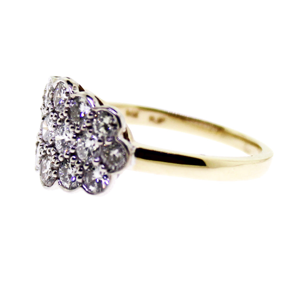 1.38 ctw Mixed Metal Diamond Cluster Ring