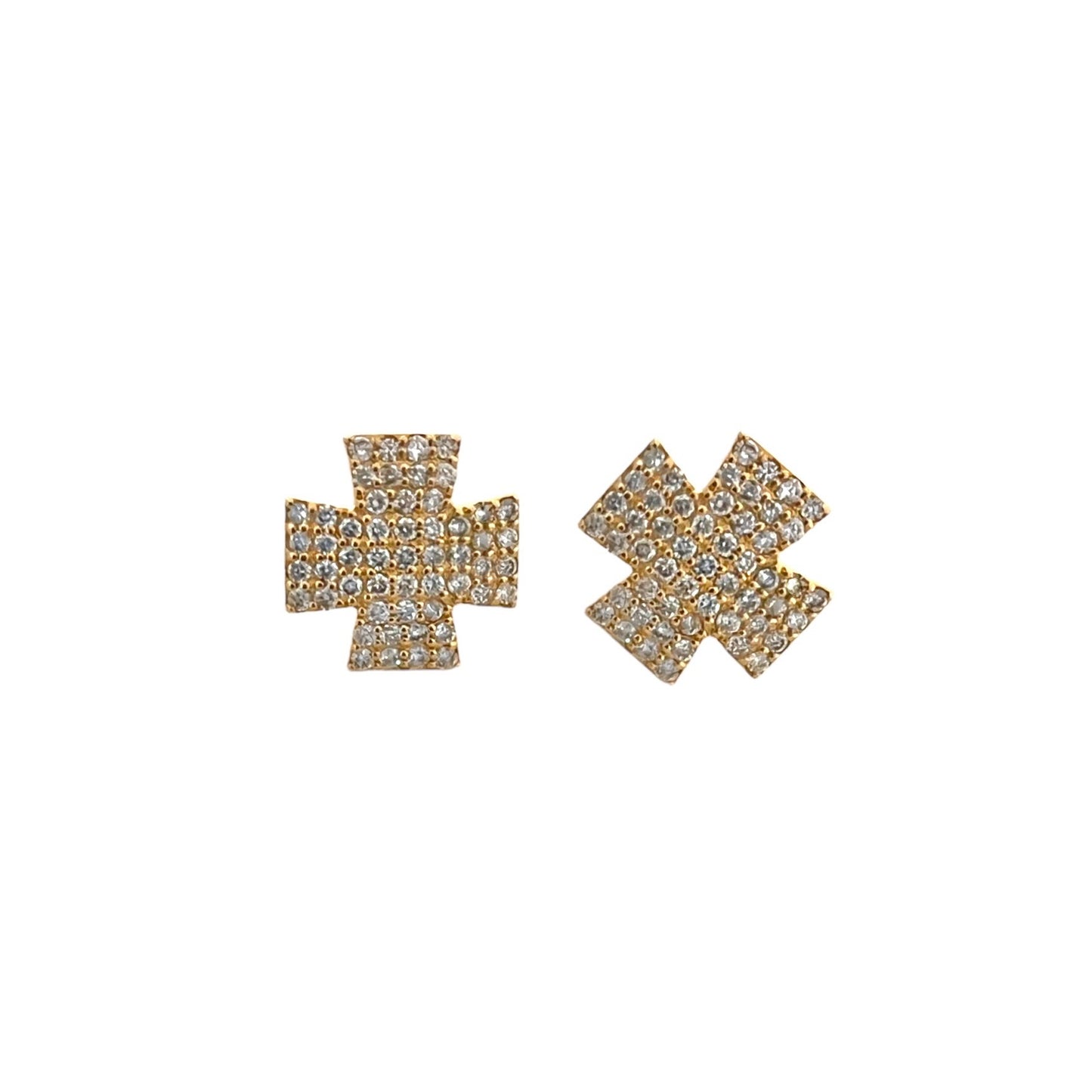 Large Diamond Cross Stud Earrings