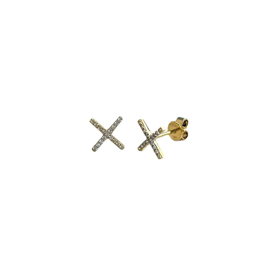 Diamond "X" Stud Earrings
