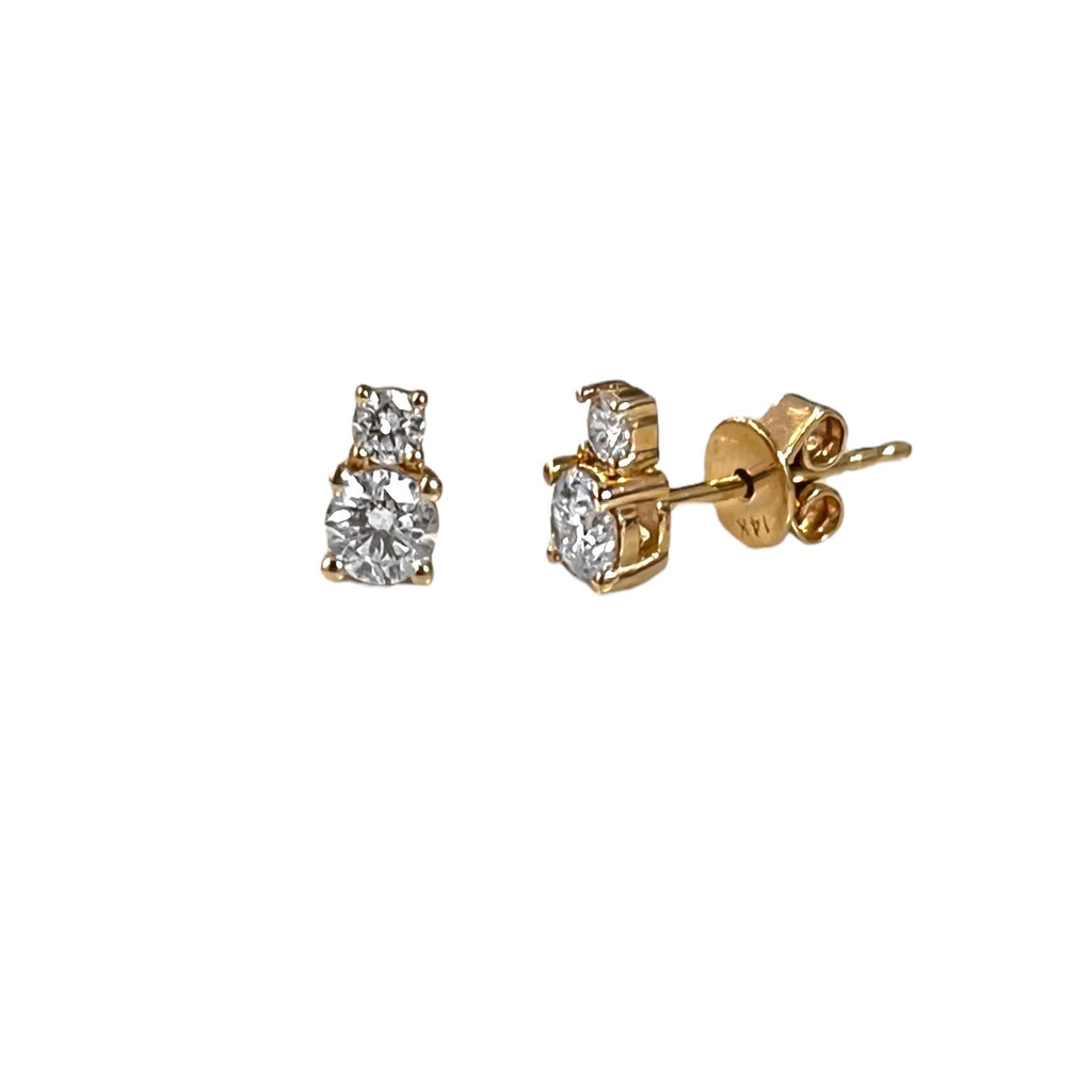 Double Diamond Stud Earrings