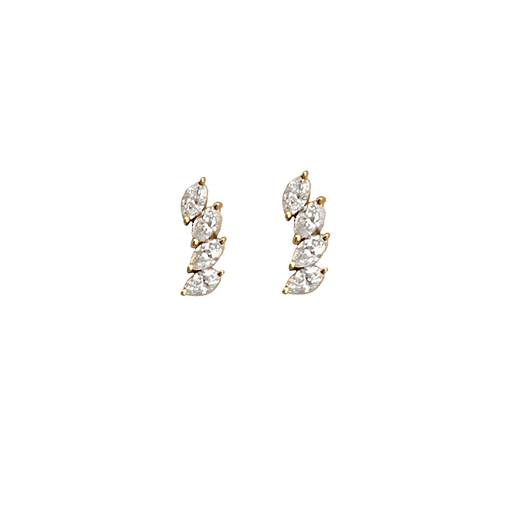 Marquise Diamond Ear Climber Stud Earrings