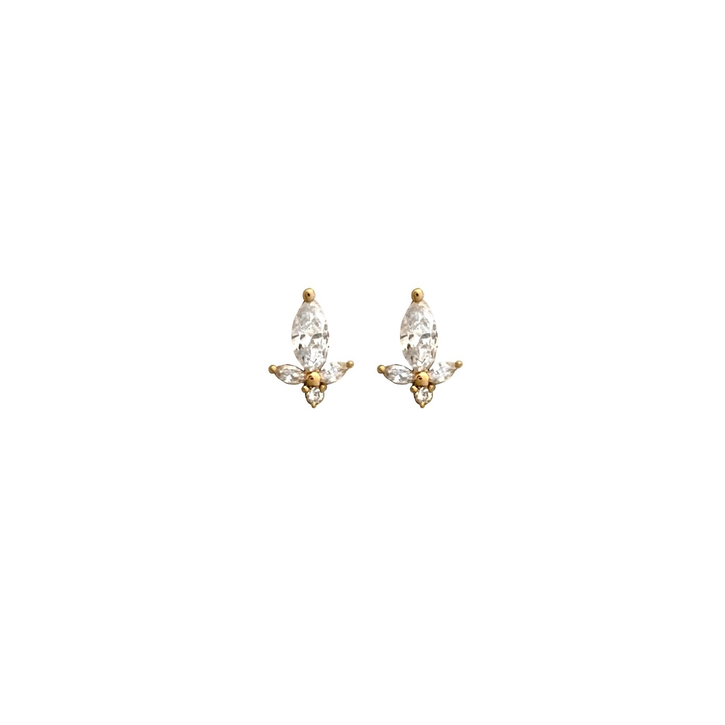 Marquise & Round Diamond Stud Earrings