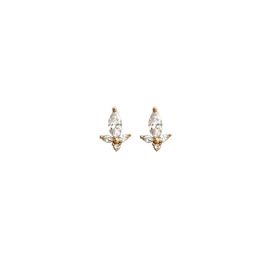 Marquise & Round Diamond Stud Earrings