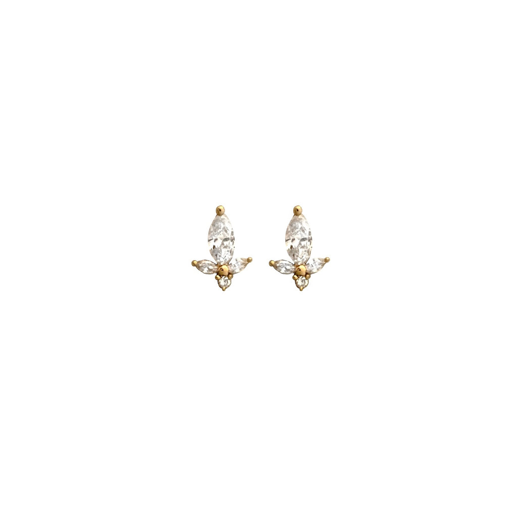 Marquise & Round Diamond Stud Earrings