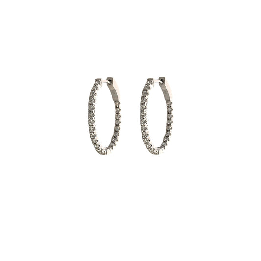 Inside Out Oval Diamond White Gold Hoops