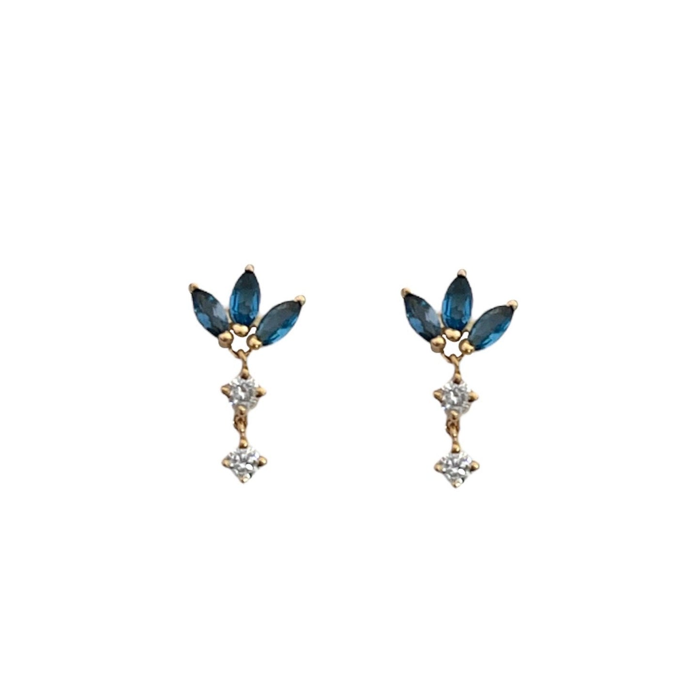 London Blue Topaz with Diamond Drop Earrings