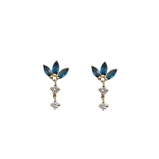 London Blue Topaz with Diamond Drop Earrings