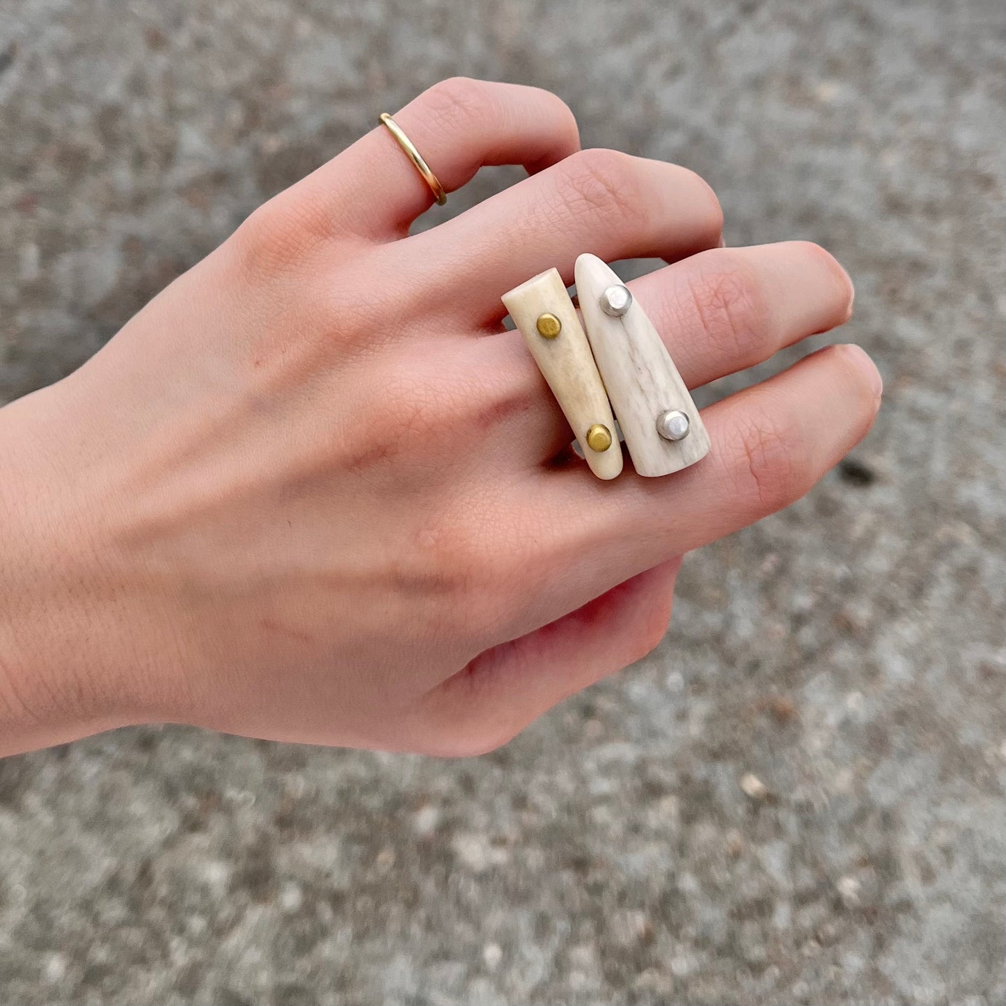Silver Antler Tip Ring