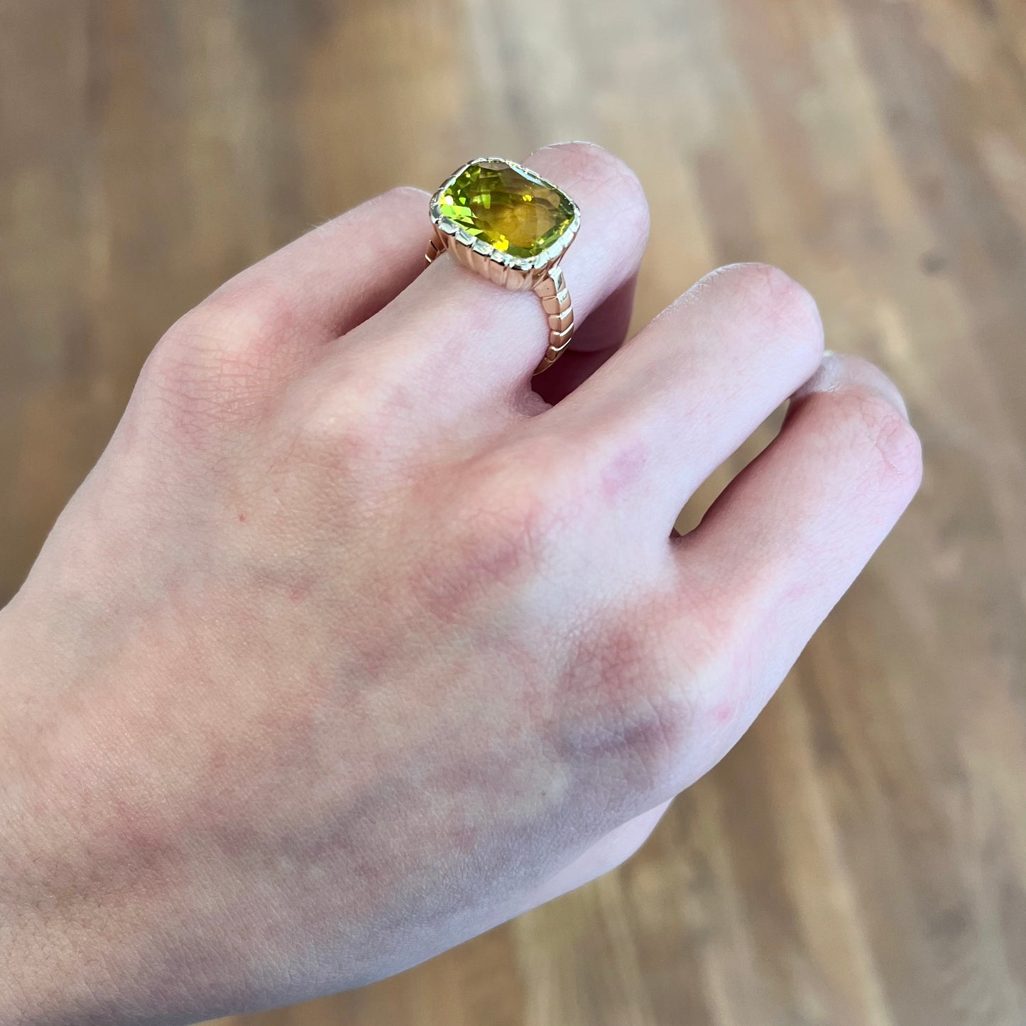 Beveled Bezel Lemon Quartz Ring