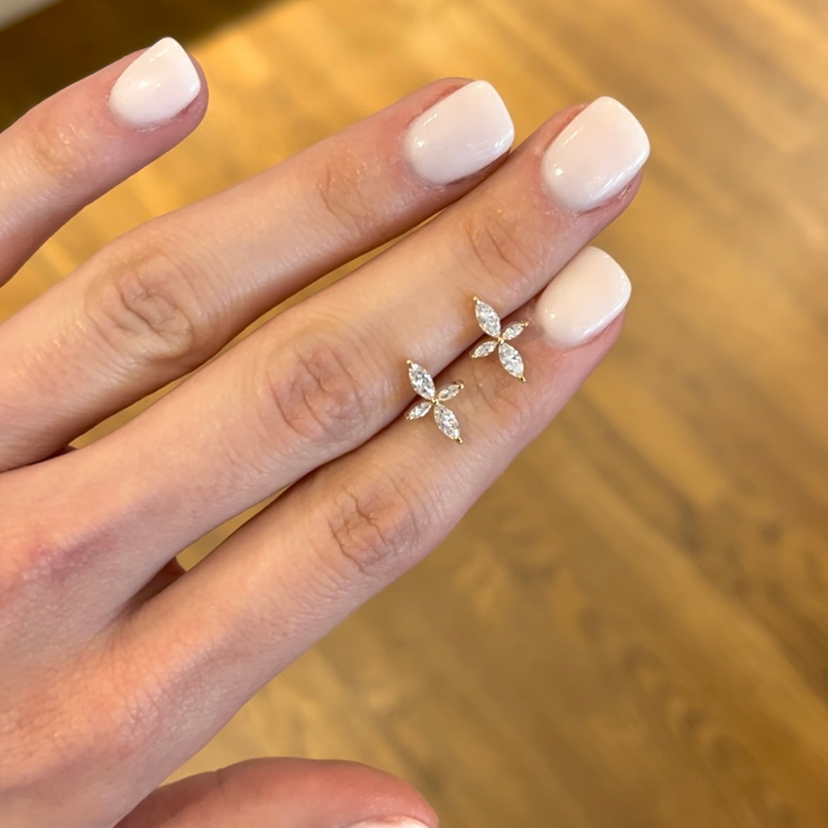 Marquise Diamond Cross Stud Earrings