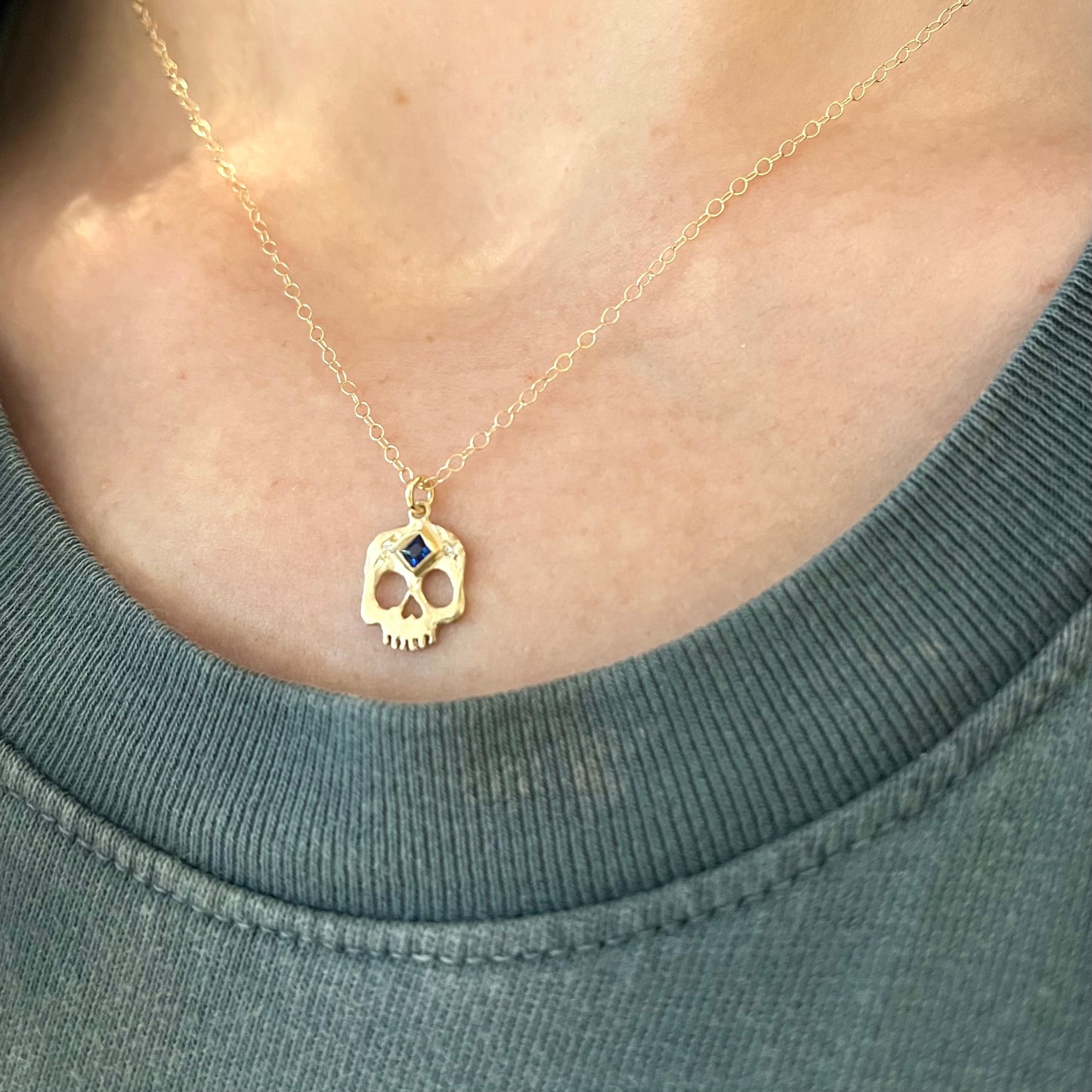 Sapphire Skull Necklace