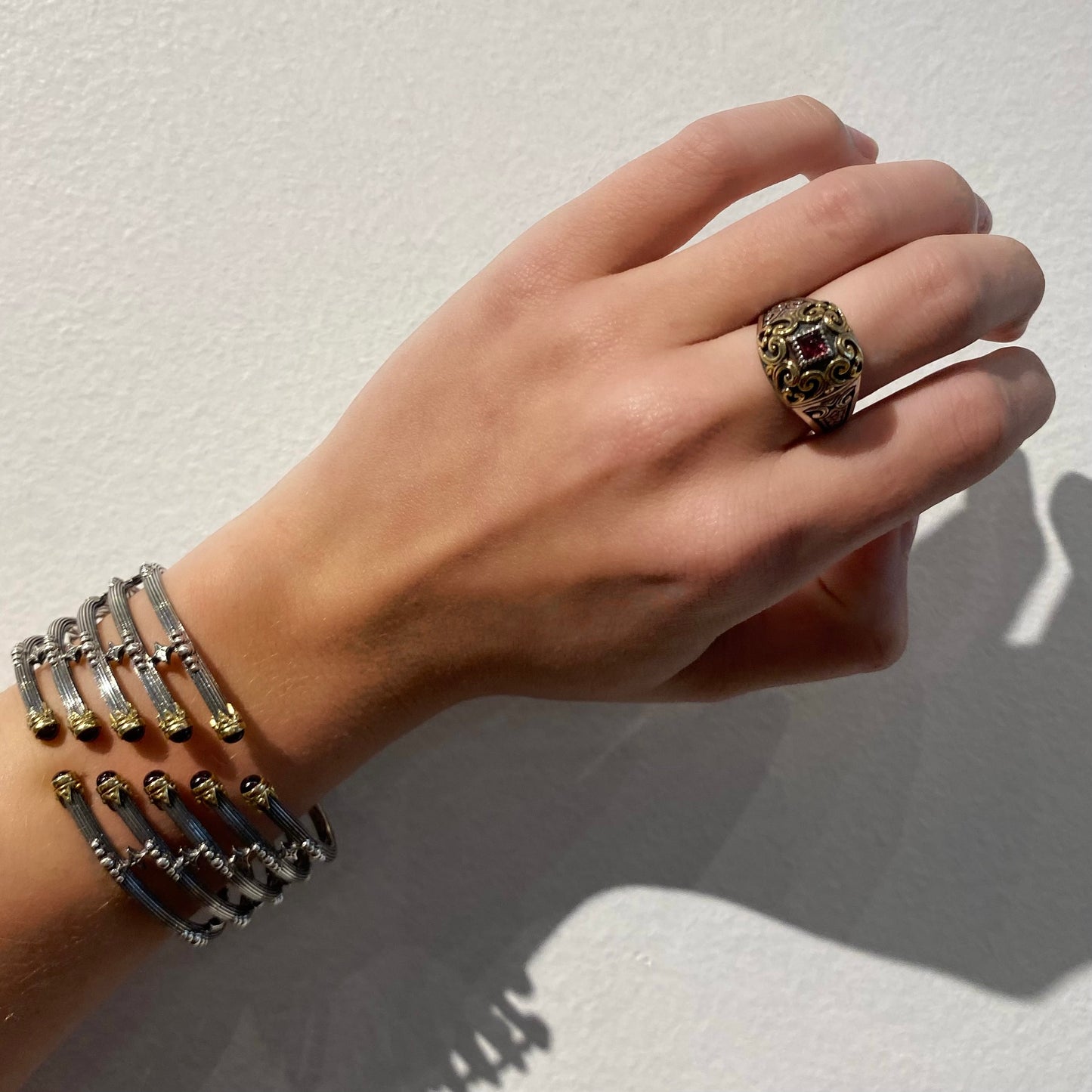 Rhodolite Single Trillion Ring