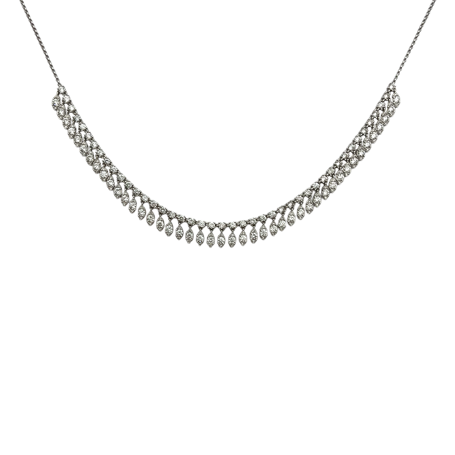 Diamond Fringe White Gold Necklace