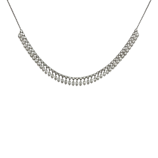 Diamond Fringe White Gold Necklace
