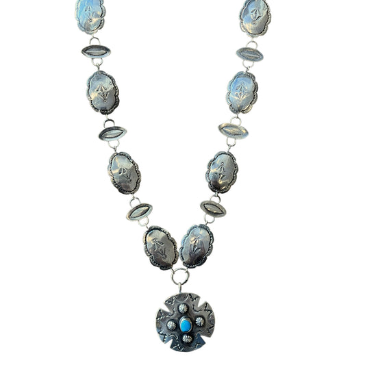 Vintage Old Coin Stamped Concho Necklace