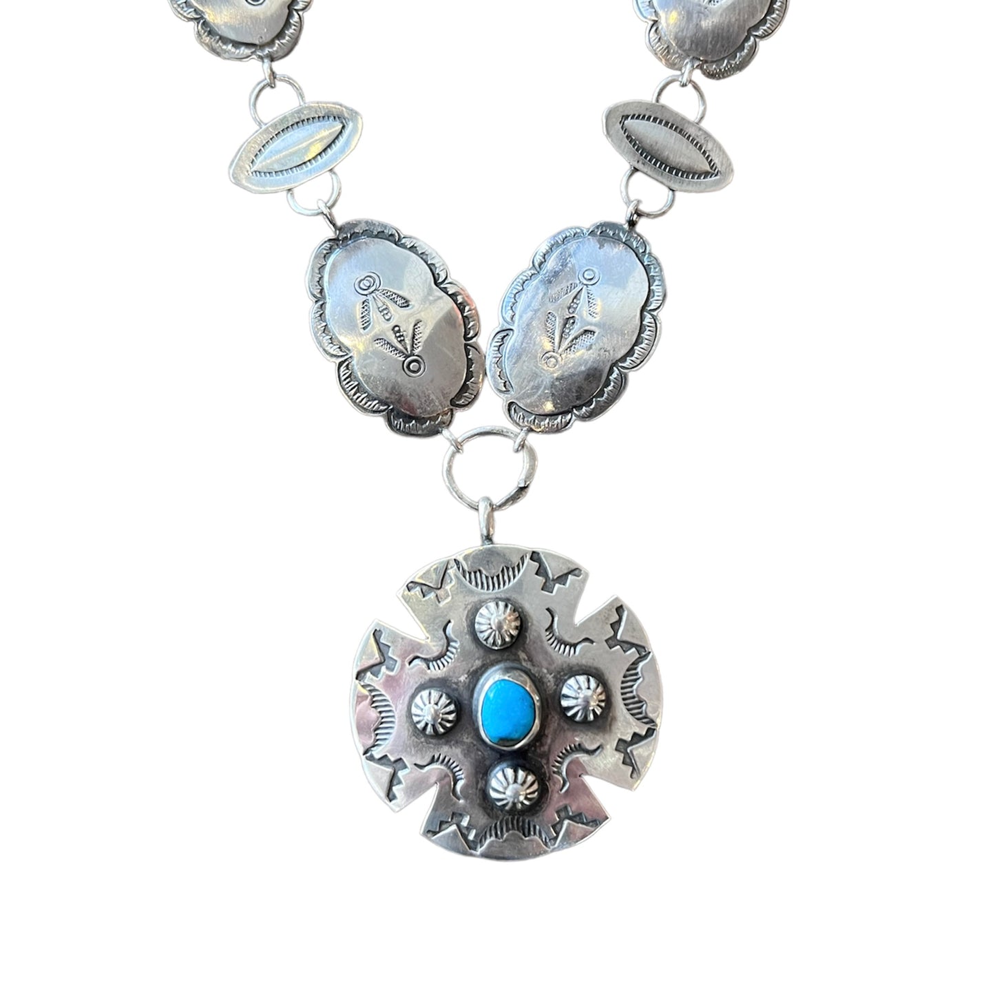 Vintage Old Coin Stamped Concho Necklace