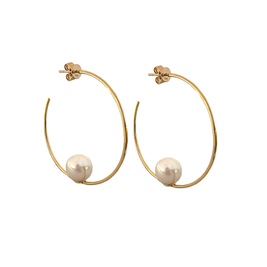 Single Pearl Hoop Earrings