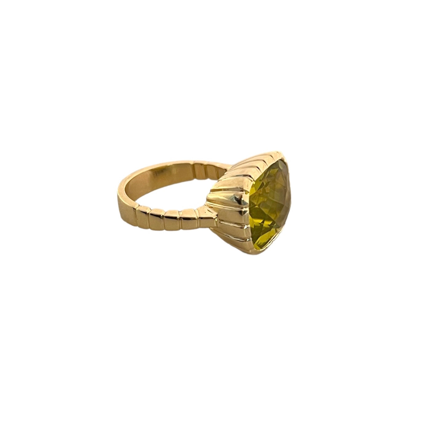 Beveled Bezel Lemon Quartz Ring