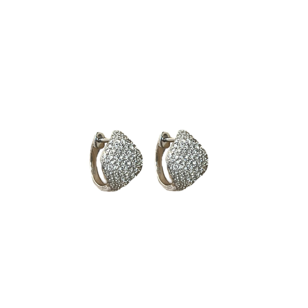 Pave Diamond Pillow Huggie Earrings