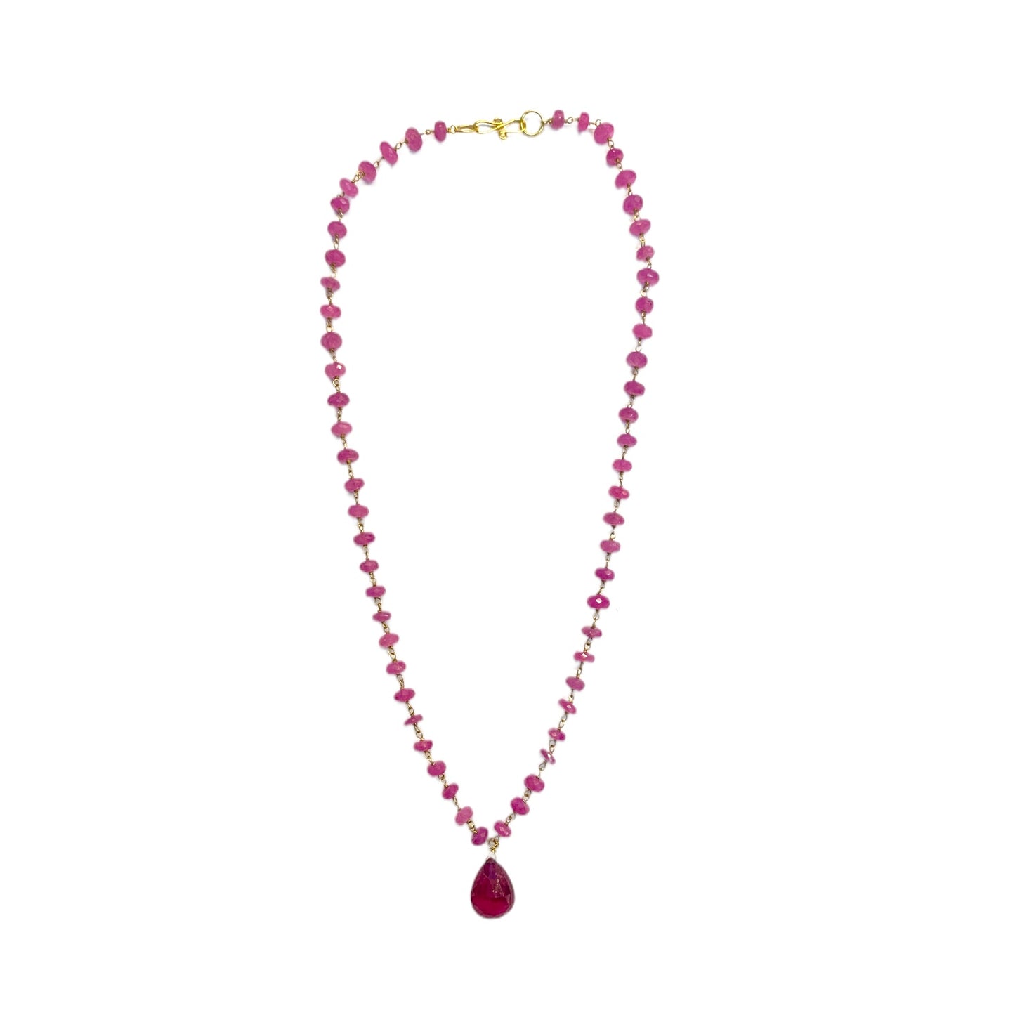 Ruby Wire Wrap Chain Necklace