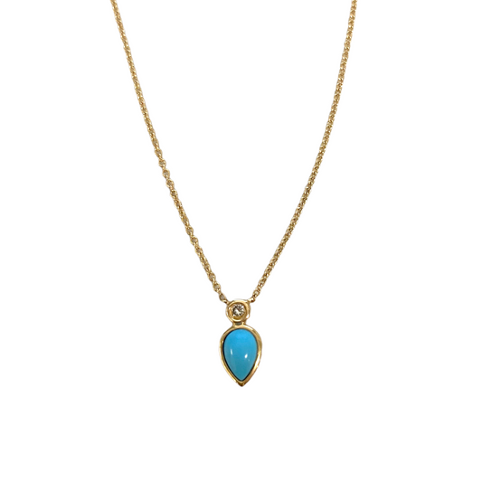 Turquoise & Bezel Diamond Necklace
