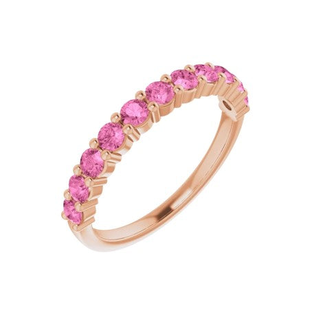 Pink Sapphire Anniversary Band