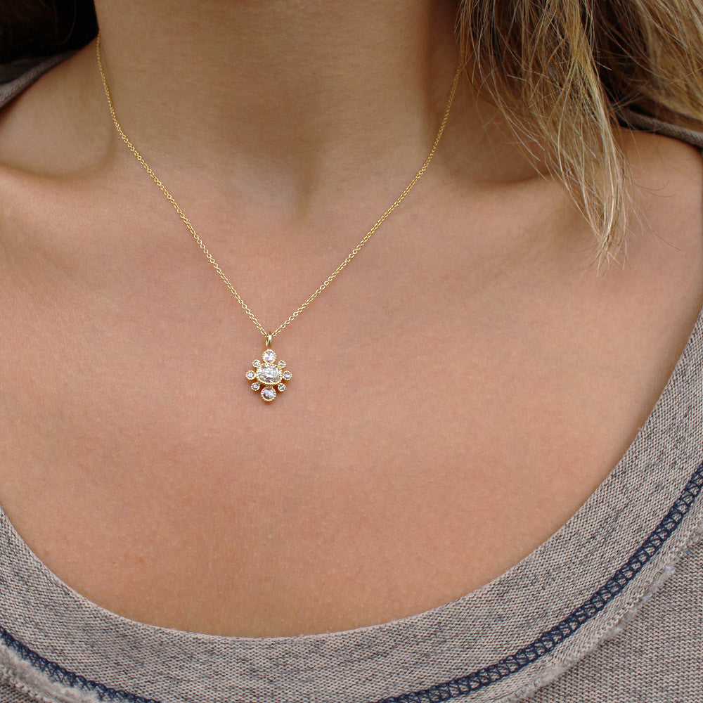 Old Mine Cut Diamond Necklace