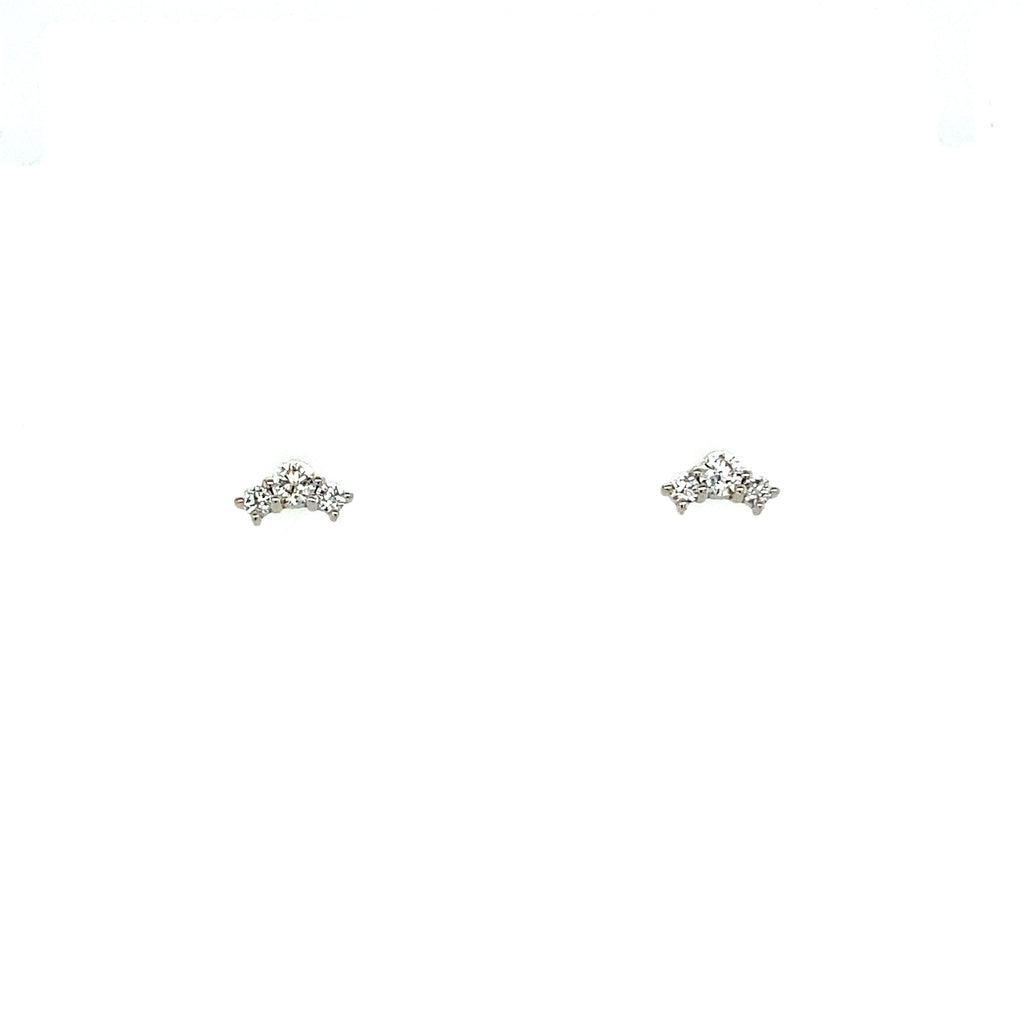 Three Stone Diamond Studs