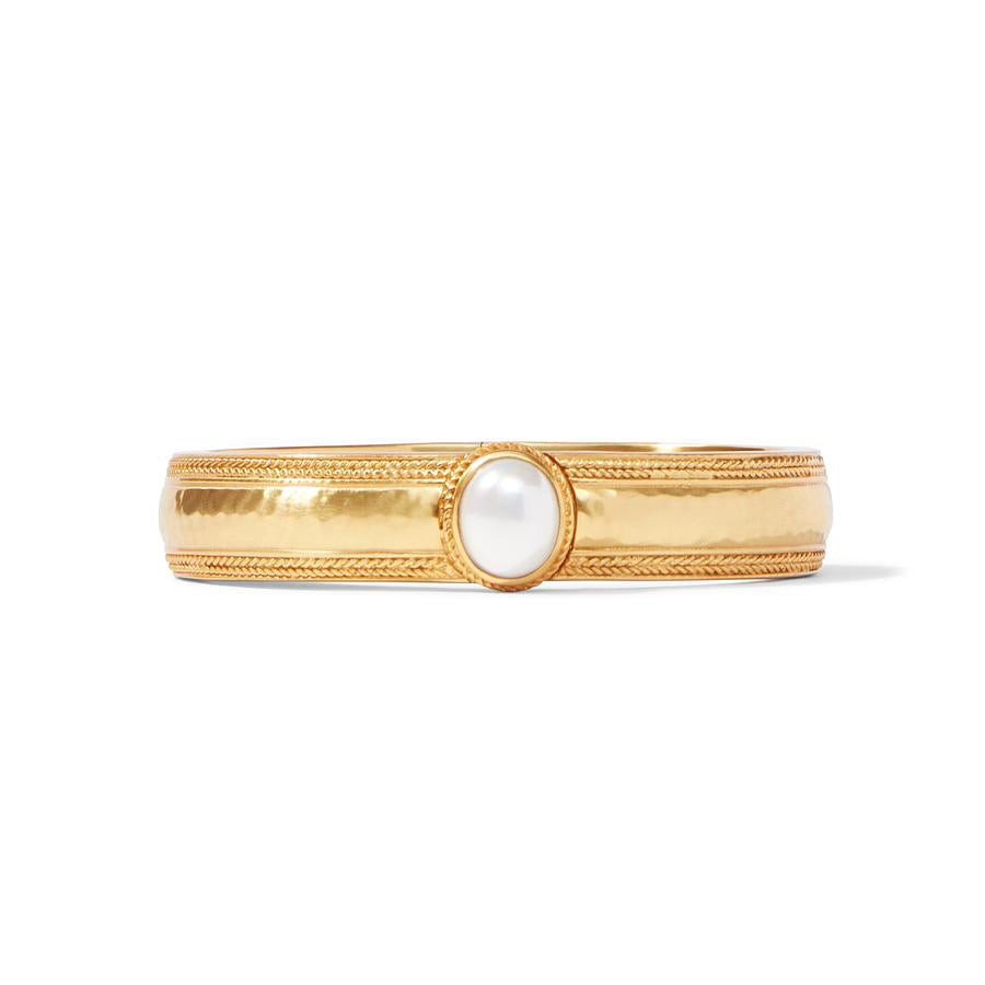 Coin Hinge Bangle With Pearl Bracelet