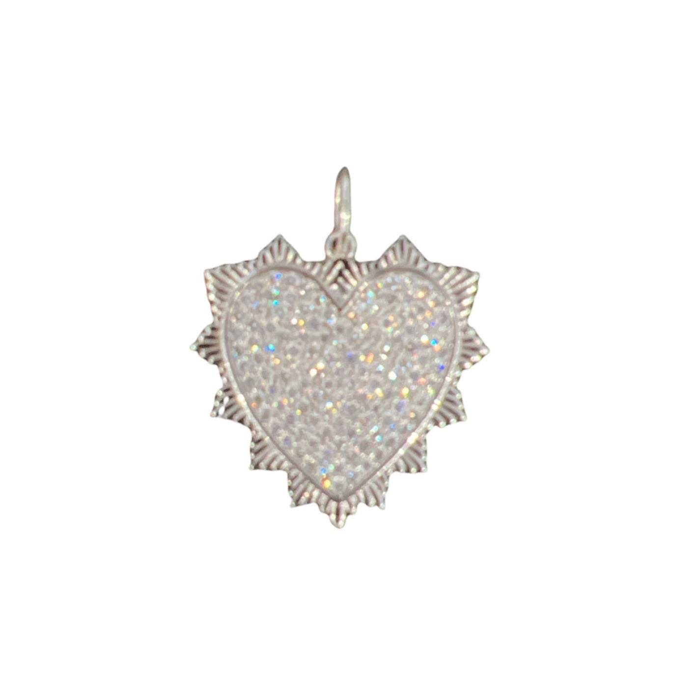 White Gold Pave Heart Pendant