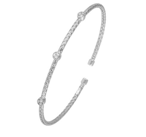 Silver Mesh Cuff With CZ Bracelet