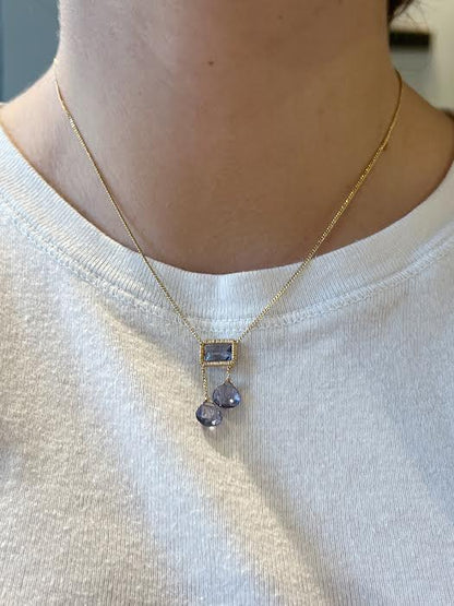 Iolite Quartz Dangle Necklace
