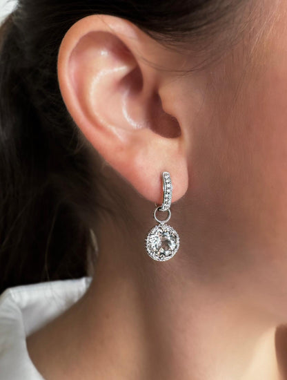 Provence Delicate Pave Trio Round White Topaz Earring Charms
