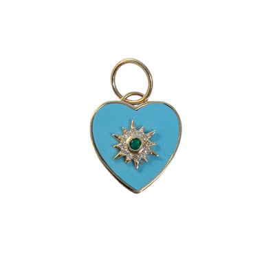 Emerald, Diamond, & Turquoise Heart Pendant