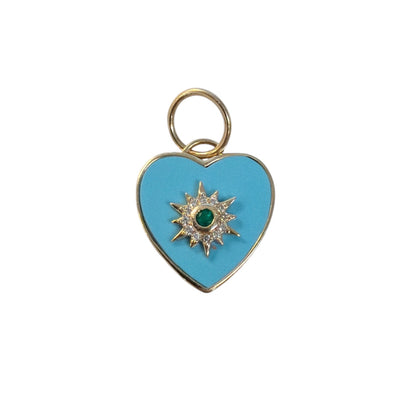 Emerald, Diamond, & Turquoise Heart Pendant