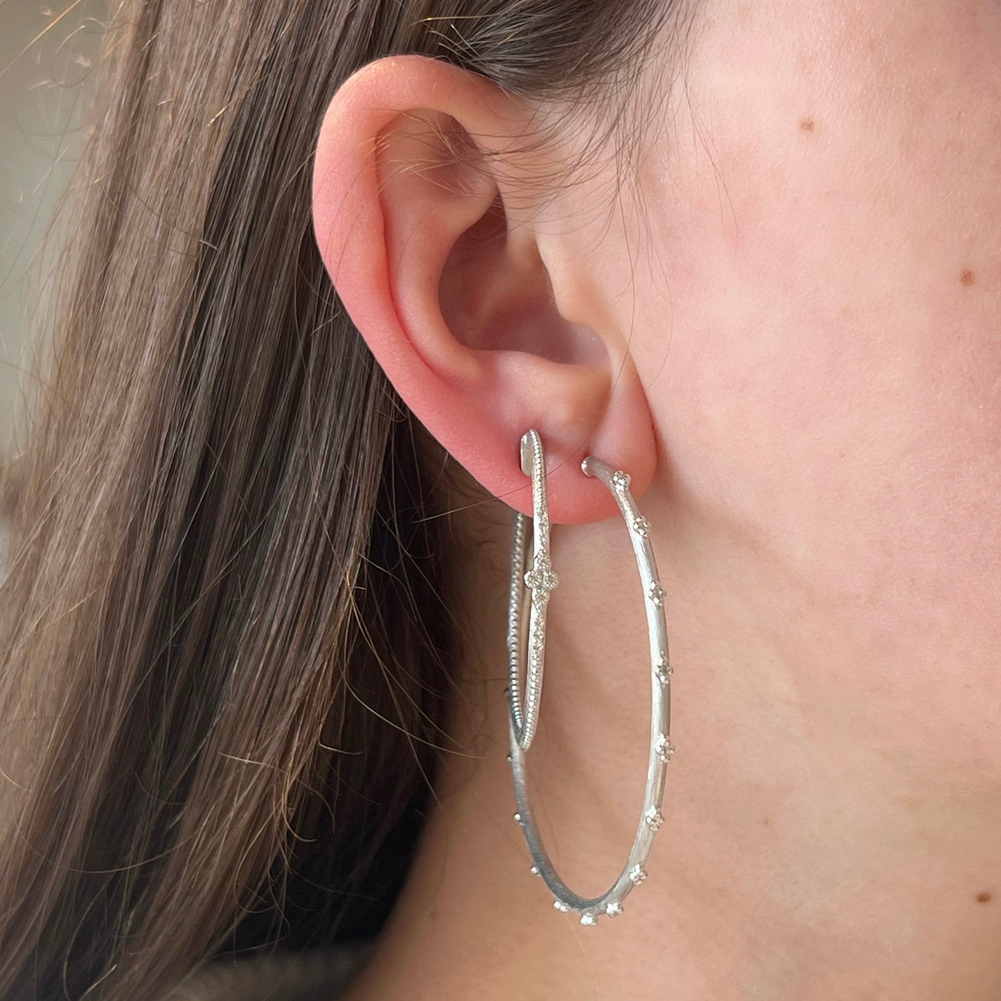 Silver Large Moroccan Quad Hoop Earrings