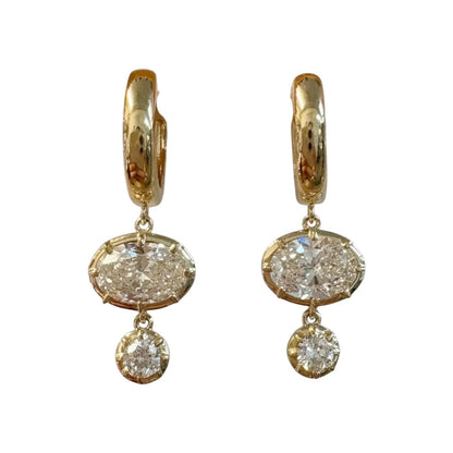 Lab Diamond Double Drop Huggie Earrings