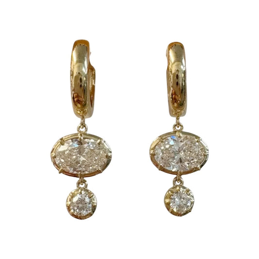 Lab Diamond Double Drop Huggie Earrings