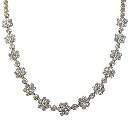 Lab Diamond Daisy Partial Tennis Necklace